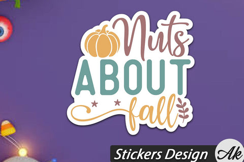 Nuts about fall Stickers Design SVG akazaddesign 