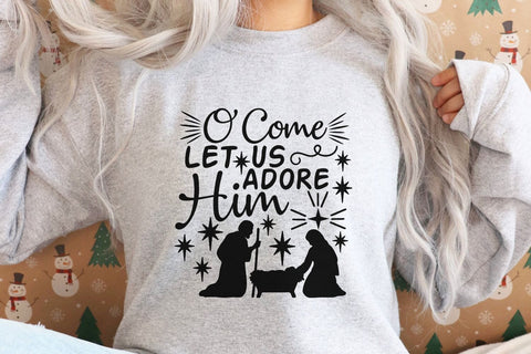 O Come Let Us Adore Him| Christian Christmas Nativity SVG Cutting Files. SVG CosmosFineArt 