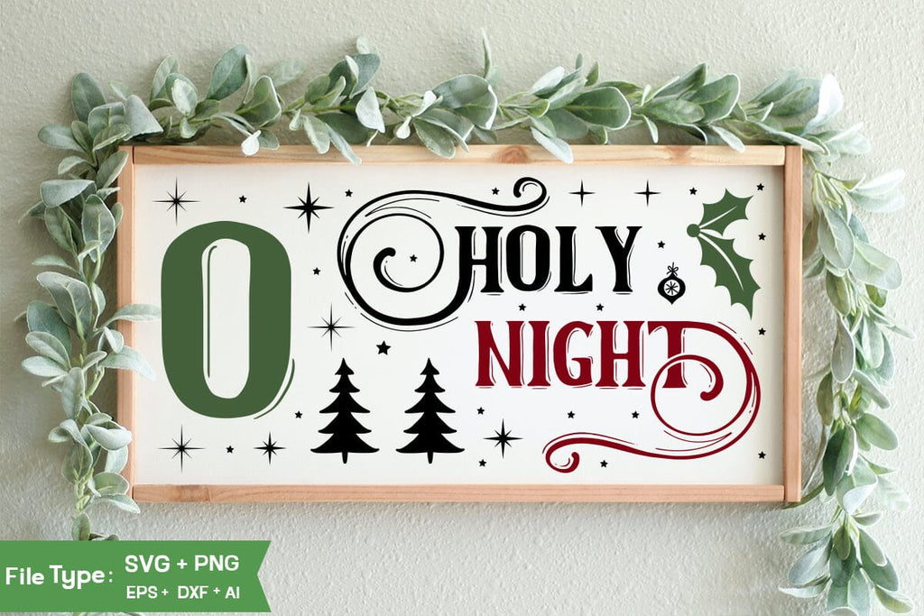 O Holy Night Sign SVG Design, Christian Round Ornaments, Nativity ...