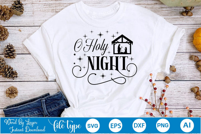 O Holy Night SVG Design, Nativity Christmas SVG Design, Arabesque SVG Design SVGs,Quotes and Sayings,Food & Drink,On Sale, Print & Cut SVG DesignPlante 503 