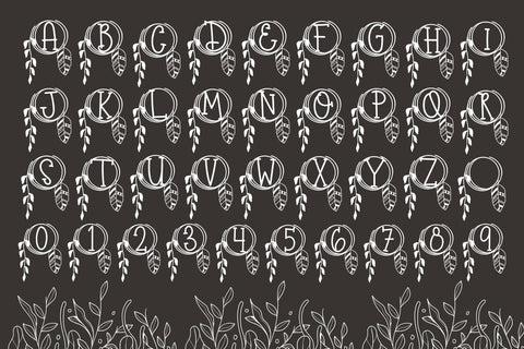 Oak Feather Monogram Font Dm Letter Studio 