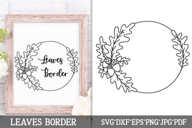 Oak Leaves and Acorns Circle Frame SVG | Fall Wreath Cut File SVG Tafti Art 