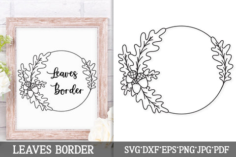 Oak Leaves and Acorns Circle Frame SVG | Fall Wreath Cut File SVG Tafti Art 