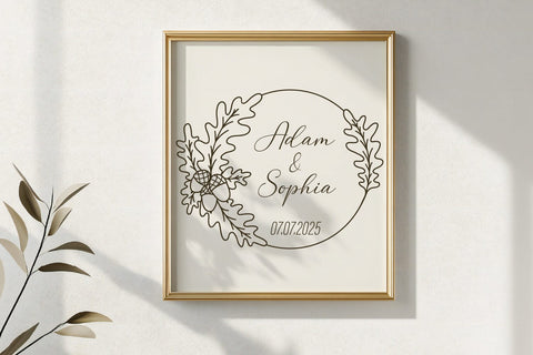 Oak Leaves and Acorns Circle Frame SVG | Fall Wreath Cut File SVG Tafti Art 