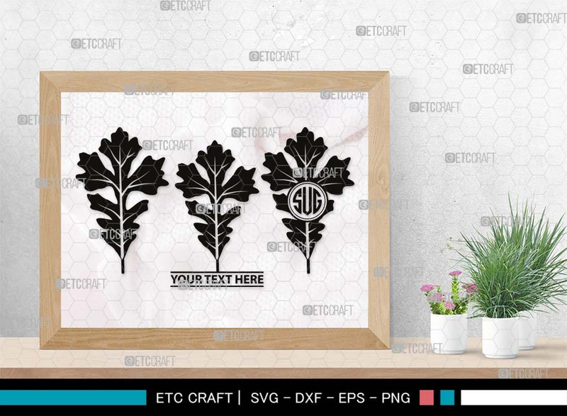 Oak Leaves Monogram, Oak Leaves Silhouette, Oak Leaves SVG, Leaf Svg ...