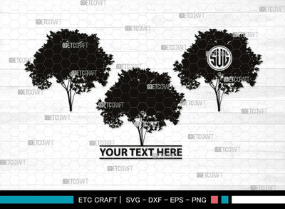 Oak Tree Monogram, Oak Tree Silhouette, Oak Tree SVG, Tree Leaves Branches Svg, Forest Svg, Nature Svg, Trees Svg, SB00523 SVG ETC Craft 