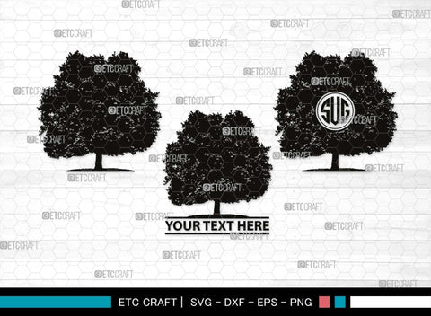 Oak Tree Monogram, Oak Tree Silhouette, Oak Tree SVG, Tree Leaves Branches Svg, Forest Svg, Nature Svg, Trees Svg, SB00523 SVG ETC Craft 