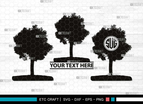 Oak Tree Monogram, Oak Tree Silhouette, Oak Tree SVG, Tree Leaves Branches Svg, Forest Svg, Nature Svg, Trees Svg, SB00523 SVG ETC Craft 