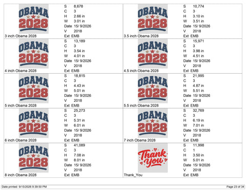 Obama 2028 Embroidery Design – Election Political Machine Embroidery File, Patriotic Stars Design Embroidery/Applique DESIGNS PatternFeed8 