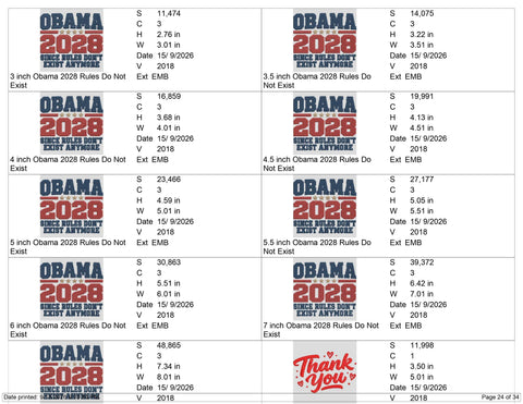 Obama 2028 Since Rules Don’t Exist Anymore Embroidery Design – Political Satire Machine Embroidery File Embroidery/Applique DESIGNS PatternFeed8 