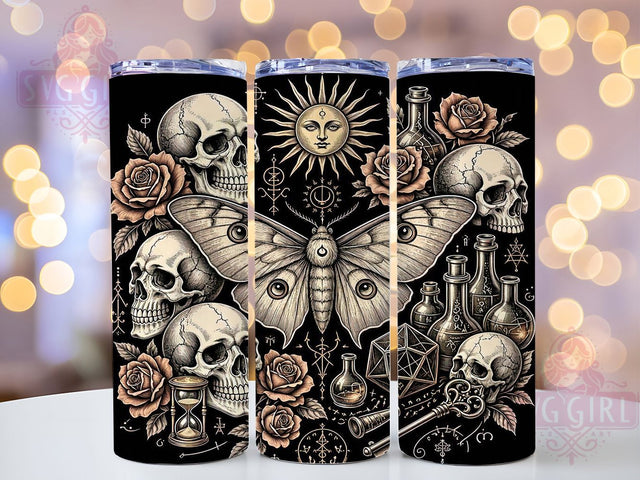 Occult Moth Skull Vintage 20oz Tumbler, Occult Moth, Skull Motif, Vintage Design, Sublimation Wrap, 20oz Tumbler, Gothic Aesthetic, Dark Charm Sublimation SvggirlplusArt 