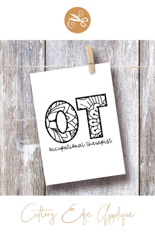 Occupational Therapist Mandala SVG PNG DXF SVG Cutting Edge Applique 