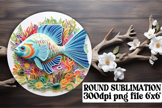 Ocean Adventure 3D Embroidered Fish Theme for Keychain Artwork Sublimation afrosvg 