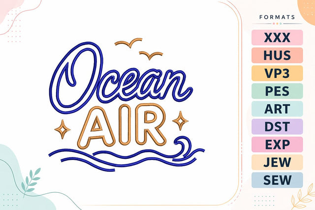 Ocean Air Summer Beach Quote Embroidery Design Embroidery/Applique DESIGNS sg embroidery 