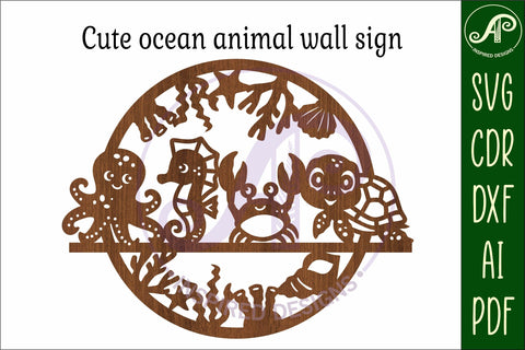 Ocean animal wall art sign, SVG file. vector file SVG APInspireddesigns 