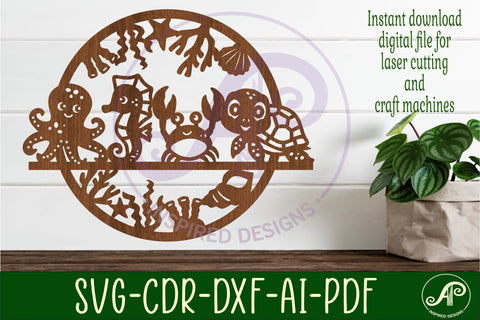 Ocean animal wall art sign, SVG file. vector file SVG APInspireddesigns 