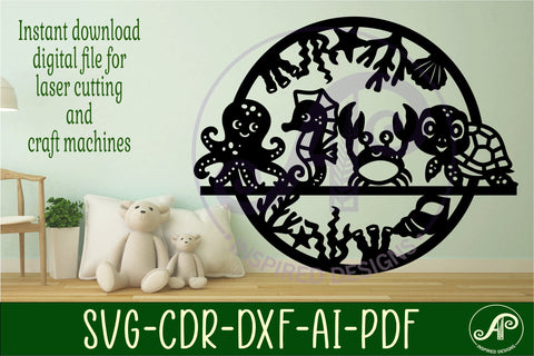 Ocean animal wall art sign, SVG file. vector file SVG APInspireddesigns 