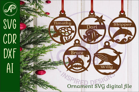 Ocean animals personalized Christmas Ornament SVG SVG APInspireddesigns 