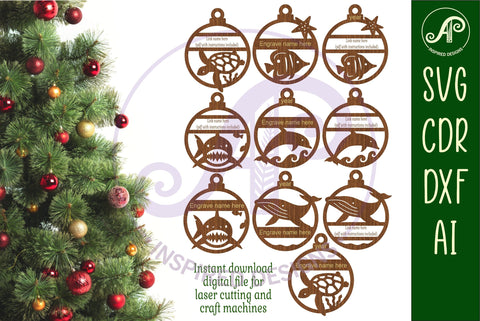 Ocean animals personalized Christmas Ornament SVG SVG APInspireddesigns 