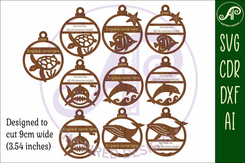 Ocean animals personalized Christmas Ornament SVG SVG APInspireddesigns 