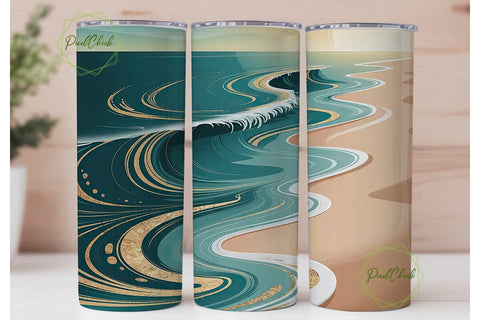 Ocean Beach Marble 20oz Tumbler Wrap Sublimation PixelChick 
