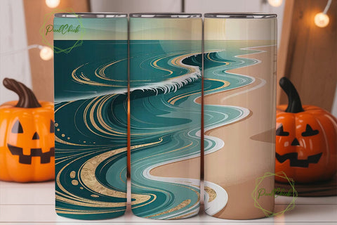 Ocean Beach Marble 20oz Tumbler Wrap Sublimation PixelChick 