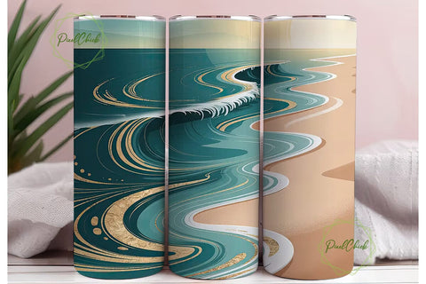 Ocean Beach Marble 20oz Tumbler Wrap Sublimation PixelChick 