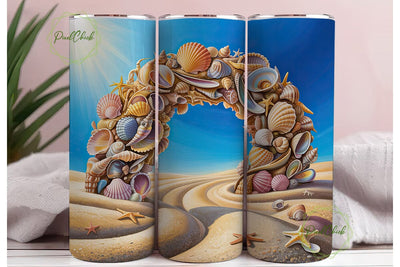 Ocean Beach Seashell Archway Tumbler Sublimation PixelChick 