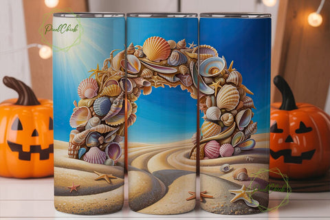 Ocean Beach Seashell Archway Tumbler Sublimation PixelChick 