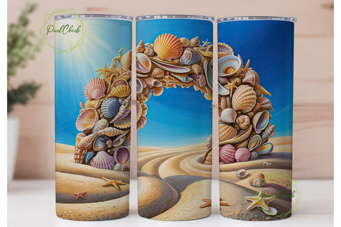 Ocean Beach Seashell Archway Tumbler Sublimation PixelChick 