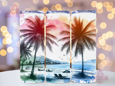 Ocean Beach Sunset Palm Tree 20oz Tumbler Wrap Sublimation Design, Straight Tapered Tumbler Wrap, Beach Sunset Tumbler Png, Instant Digital Download Sublimation SvggirlplusArt 