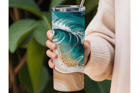 Ocean Beach Waves 20oz Tumbler Wrap Sublimation DesignSVG 