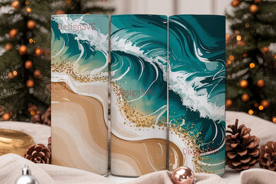 Ocean Beach Waves 20oz Tumbler Wrap Sublimation DesignSVG 