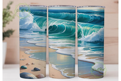 Ocean Beach Waves 20oz Tumbler Wrap Sublimation PixelChick 