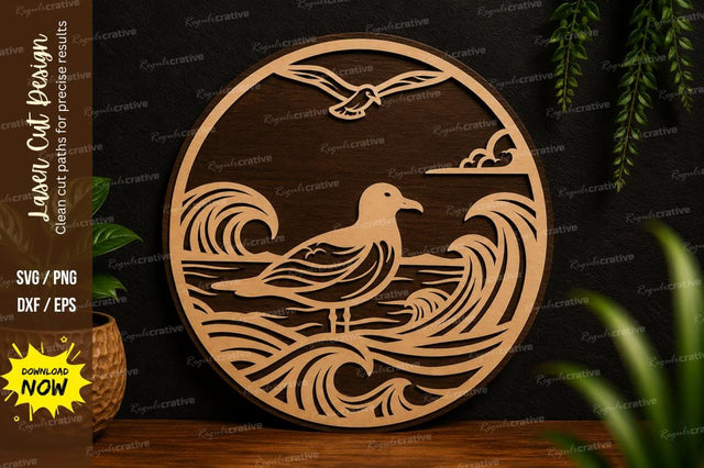 Ocean Bird Scene SVG Laser Cut Svg Design SVG Regulrcrative 