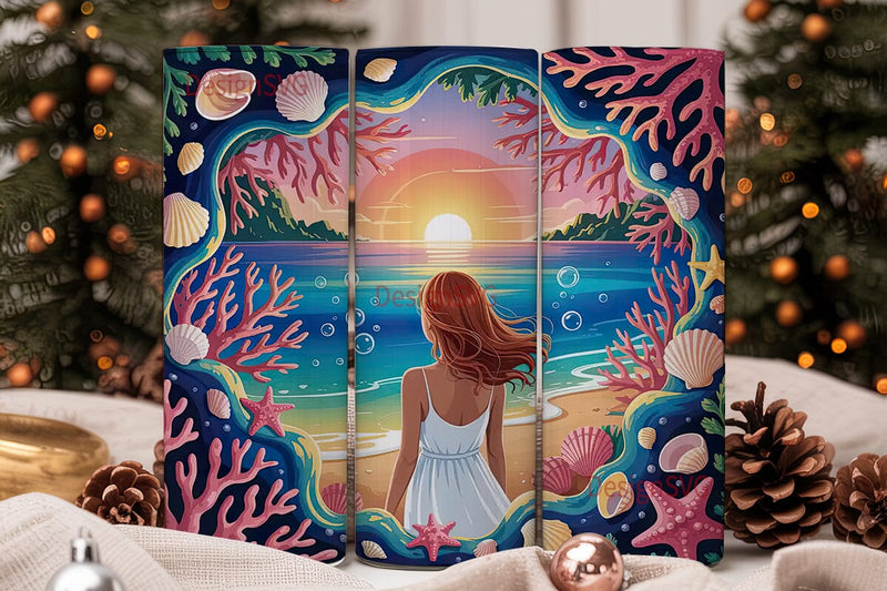 Ocean Cave Sunset 20oz Tumbler Wrap Sublimation DesignSVG 