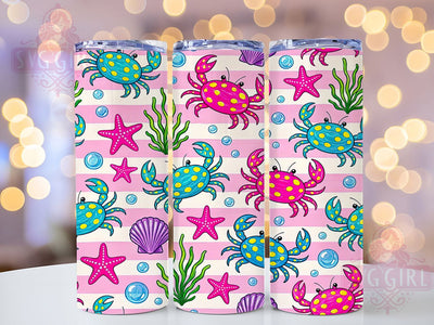 Ocean Crabs Art 20oz Tumbler, Crab Motif, Ocean Theme, Marine Art Design, Whimsical Accent, Coastal Charm, Sublimation Wrap, 20oz Tumbler Sublimation SvggirlplusArt 
