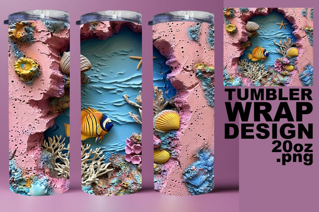 Ocean Depths 3D Tumbler Wrap - Sublimation Sublimation afrosvg 