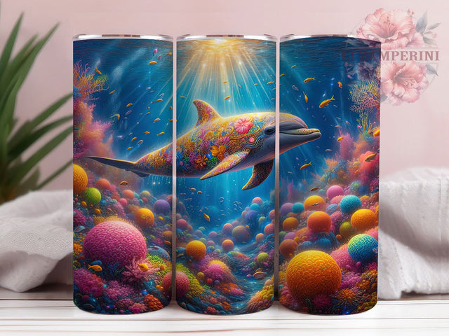 Ocean Dolphin Marine Life Tumbler Wrap, Ocean Sublimation Design, 20oz Animal Tumbler, Sea Life Tumbler, Marine Animal Wrap, Cute Dolphin Design, Water Themed Tumbler Sublimation Li Zamperini 