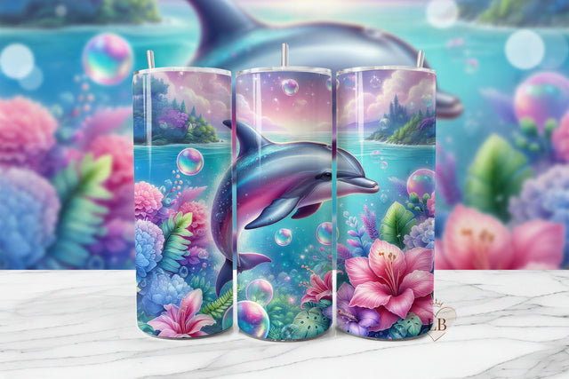 Ocean Dolphin Tumbler Sublimation PNG, 20oz Seamless Wrap Sublimation BijouBay 