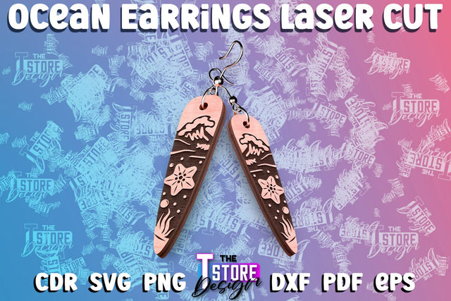 Ocean Earrings Box Laser Cut | Box Laser Cut SVG Design SVG The T Store Design 