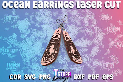 Ocean Earrings Box Laser Cut | Box Laser Cut SVG Design SVG The T Store Design 