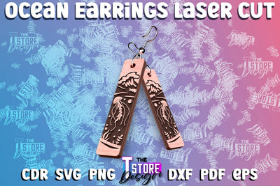 Ocean Earrings Box Laser Cut | Box Laser Cut SVG Design SVG The T Store Design 