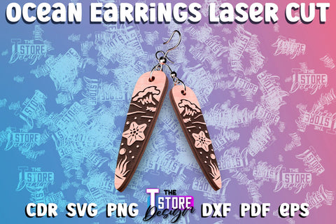 Ocean Earrings Box Laser Cut | Box Laser Cut SVG Design SVG The T Store Design 