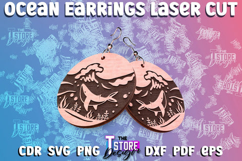 Ocean Earrings Box Laser Cut | Box Laser Cut SVG Design SVG The T Store Design 