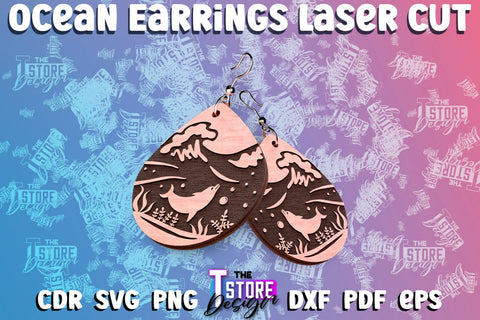 Ocean Earrings Box Laser Cut | Box Laser Cut SVG Design SVG The T Store Design 