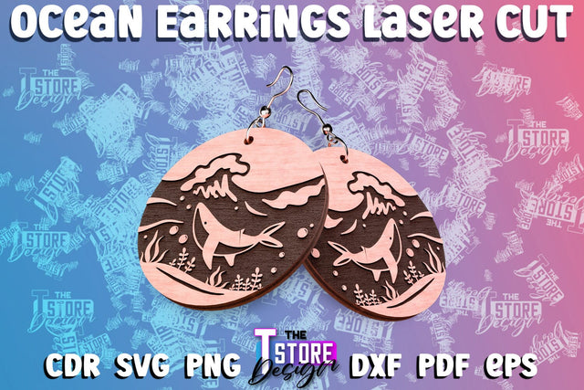 Ocean Earrings Box Laser Cut | Box Laser Cut SVG Design SVG The T Store Design 