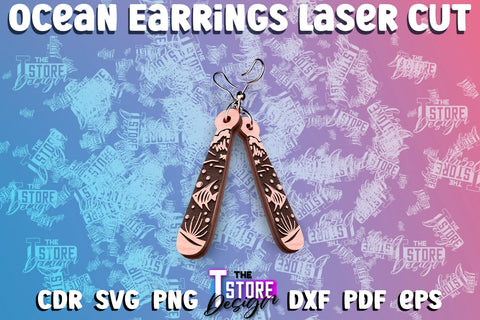Ocean Earrings Box Laser Cut | Box Laser Cut SVG Design SVG The T Store Design 