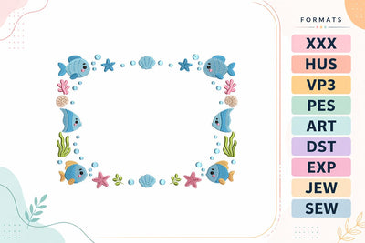 Ocean Fish Frame Summer Embroidery Design Embroidery/Applique DESIGNS sg embroidery 