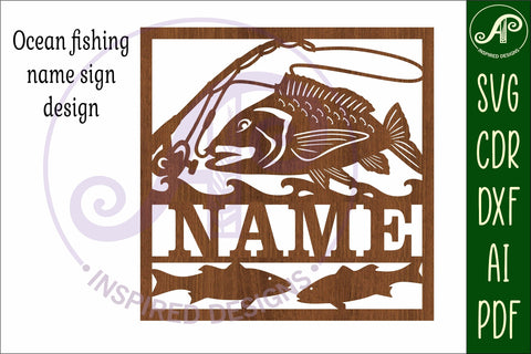 Ocean fishing themed name sign svg laser SVG APInspireddesigns 